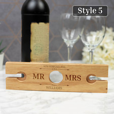 Personalised Engraved Wooden Wine Glass and Bottle Holder, Custom Gift Idea Wine