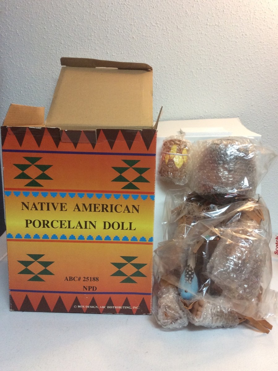 Native American PORCELAIN GIRL DOLL ABC #25188 - Brand New in Box