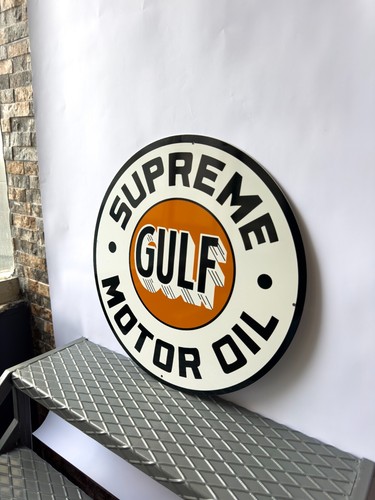 Vintage Gulf Supreme Motor Oil Sign - 19.7" (50cm) - Picture 3 of 11