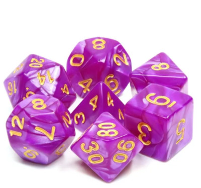   Magenta Pearl Dice Set | RPG DnD Dungeons Dragons AD&D Pathfinder d20