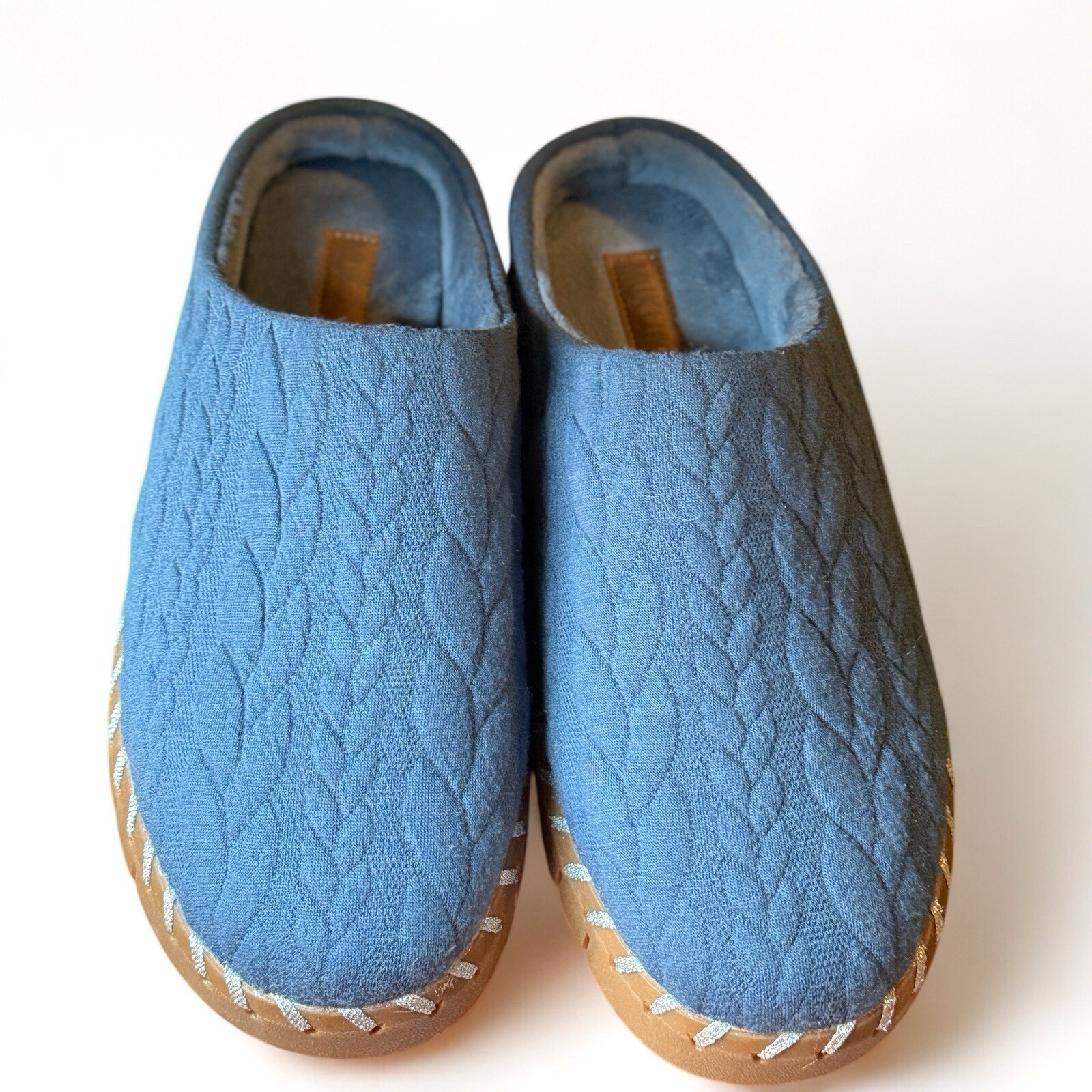 SAOLA Muk Luks zoccoli da donna taglia 8 5 ciabatte a maglia con cavo suola rigida scarpe blu NUOVE