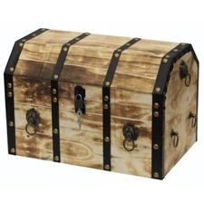 Vintiquewise Decorative Lion Rings Pirate Trunk Large Lockable Latch 17 in. W