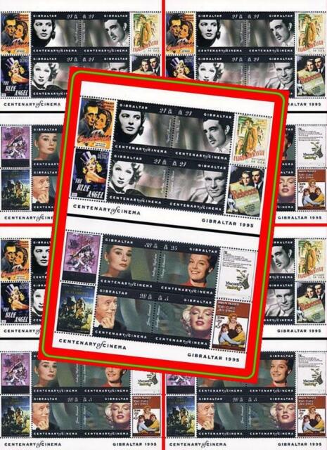 $$ Commercio All'Ingrosso $$ Gibilterra 1995 Film Stars x10 S/S Sc#696-97 MNH