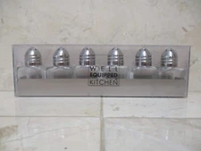 Well Equipped Kitchen Set of 6 Mini Square Glass Salt & Pepper Shakers w/ stand