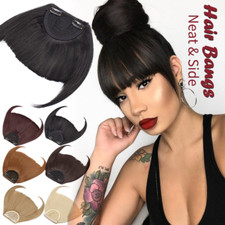 Clip in Side Bangs AS Human Hair Fringe Neat Front Bangs Piece Hair Extensions