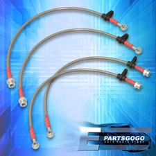 For 97-01 Prelude BB6 JDM Front Rear SS Braided Hose Oil Brake Line Cable Silver