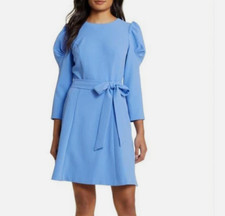 Eliza J A Line Tuck Sleeve Tie Waist Belt Dress   Sz 10  $138   *1477