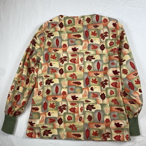 Crest Scrub Jacket Small Multi Color Fall Harvest Leaves Snap-Up Pockets 9115 - Picture 6 of 13