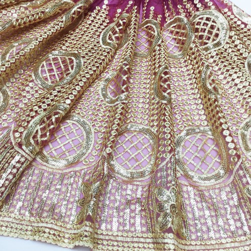 Gold African French Tulle Mesh Lace Fabric Embroidery Lace Bead 5 Yard 4 Dress - Picture 16 of 43