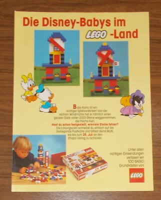 Seltene Werbung LEGO Basic 340 Universal Building Set Donald Duck 1990