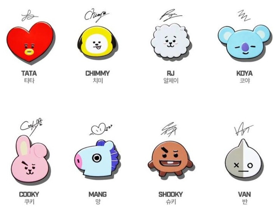 BTS BT21 Grip Tok Stand Holder Magnetic Mount Finger Grip Ring