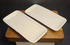 Set 2 - California USA Pottery White Asparagus Individual Plates 8.5
