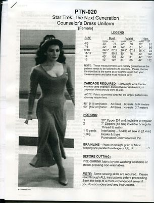 NEWLY REVISED Star Trek TNG Next Gen Deanna Troi Uniform Pattern PTN-020 |  eBay