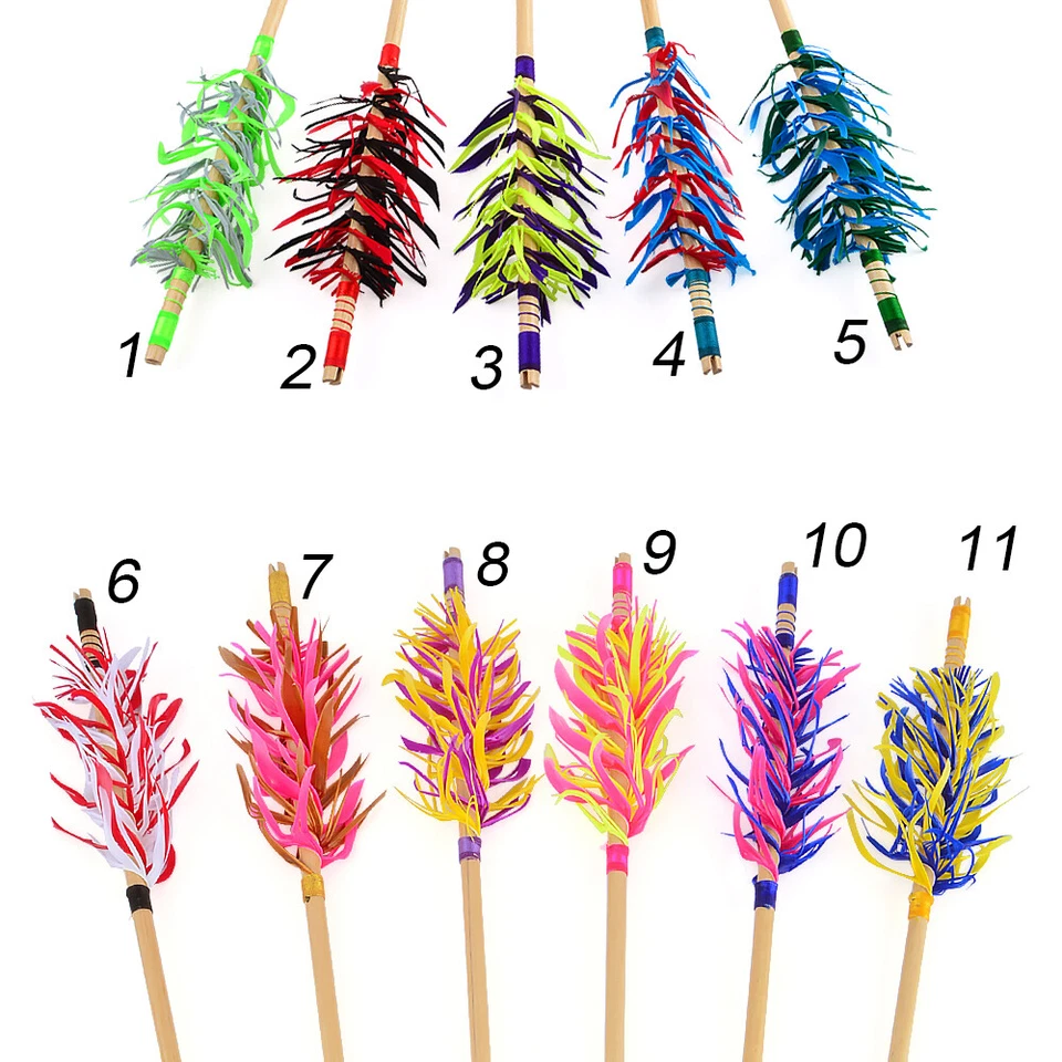 6pcs Wooden Arrows Flu-Flu Natural Feather Spiral Wrap 8.5mm Archery Bow Hunting - Image 3 of 4