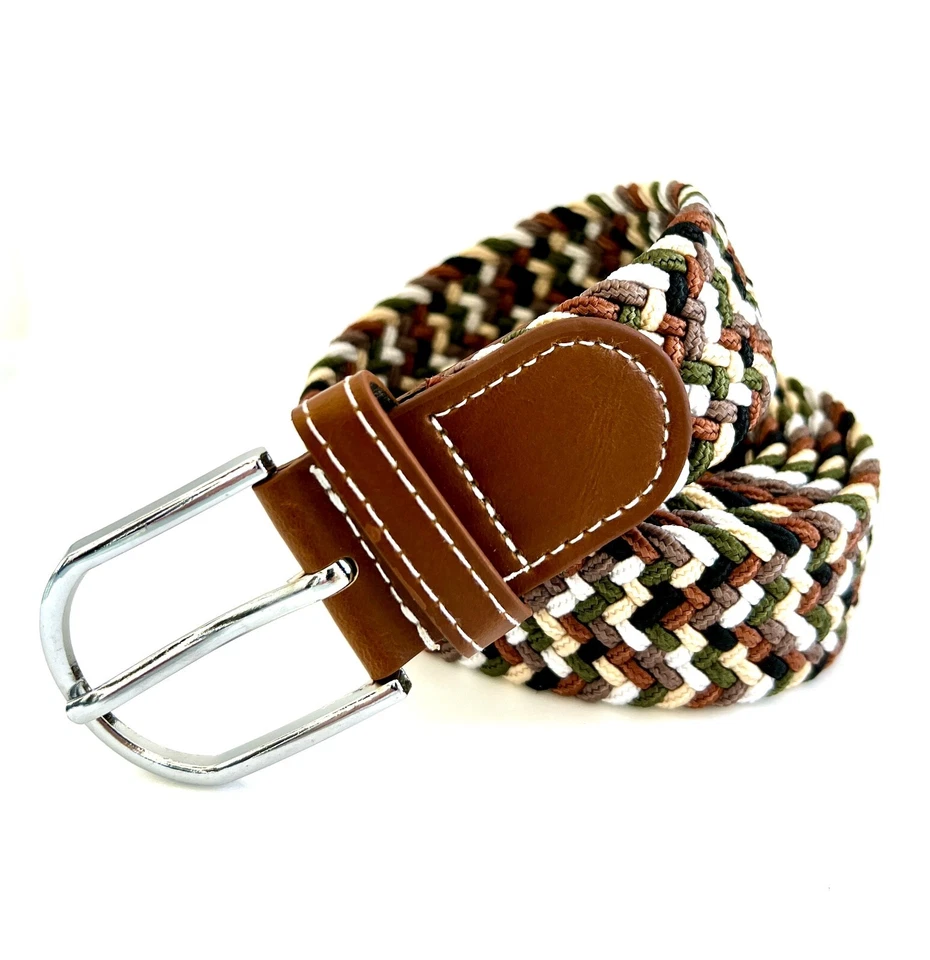 Cinto masculino trançado tecido elástico várias cores para jeans, calças de golfe, 1 3/8" - Imagem 2 de 3