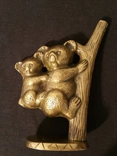 KOALA BEAR BRASS ART STATUE FIGURINE SCULPTURE 7" WARE BRASSWARE VINTAGE Unique