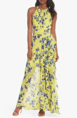 ELIZA J Halter Ruffle Maxi Dress (size 4) | eBay