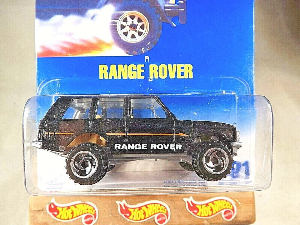 1991 Hot Wheels Blue/White Card #221 RANGE ROVER Black w/Chrome SB Spoke Variant - Image 2 of 4