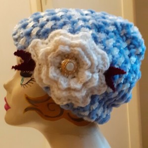 Cappello donna inverno fiori shabby berretto boho rose Natale ciniglia  uncinetto | eBay