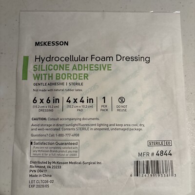 Foam Dressing, McKesson, 6 X 6'' Adhesive with Border 4844 - Lot Of 5 Dressing