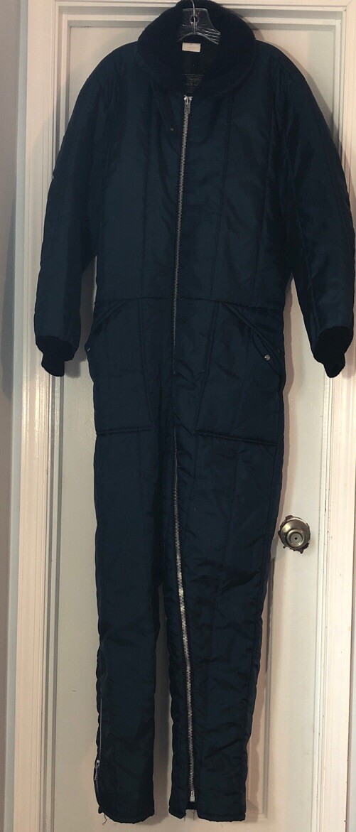 Vintage Blue Sears Work Leisure Mens Insulated Snowsuit Coveralls