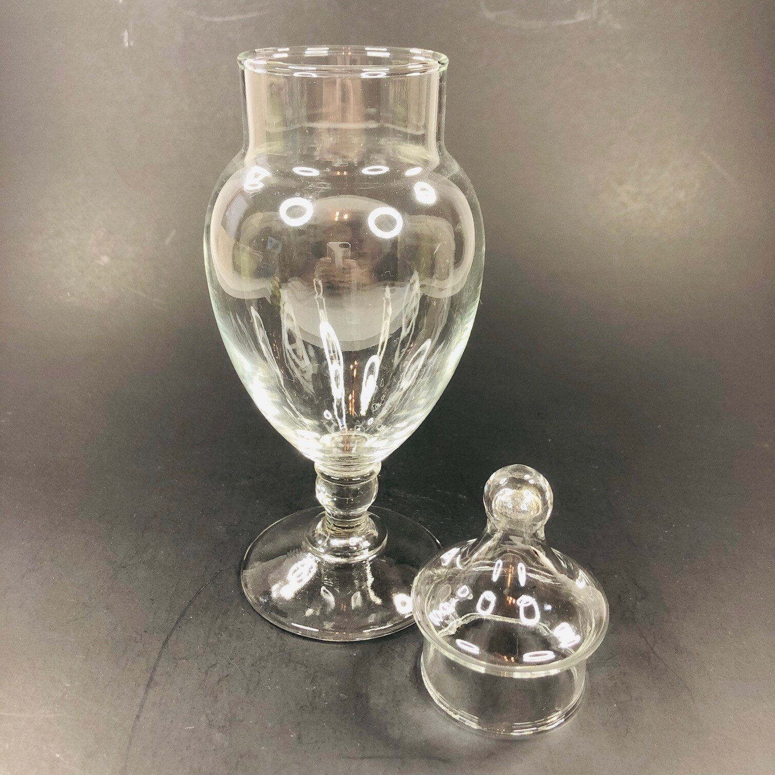 Clear Glass Pedestal Apothecary Jar with Lid Tall Simple Clean Minimalistic eBay