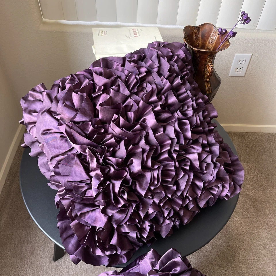 Set of 2 Surya Prom Purple Ruffled Pillow 20x20x4, Down Fill,  2 pillow - Image 4 of 4
