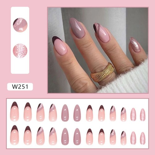 24pcs Nail Tips White Simple DIY Full Cover French Almond Long Fake Nails - Picture 8 of 16