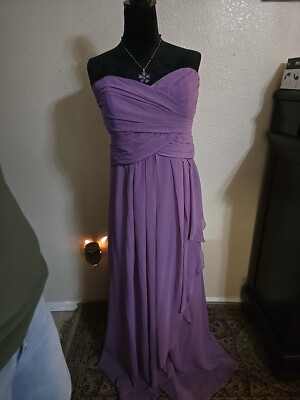 David's Bridal Bridesmaid Dress Size 16 Purple Lavender Strapless Dress |  eBay