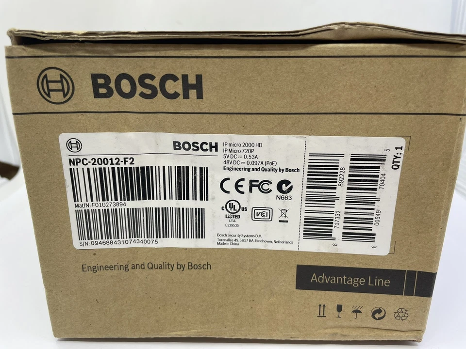NEW Bosch NPC-20012-F2 IP Microbox 2000HD Color Camera Day/Night Indoor 720p PoE - Image 3 of 4