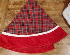 Pottery Barn Kids Quilted Christmas Tree Skirt Red Velvet Plaid