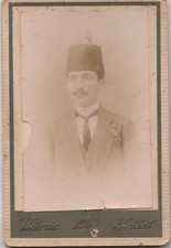 OTTOMAN PERIOD TURKEY VINTAGE CABIN PHOTOGRAPH - MAN WITH FEZ