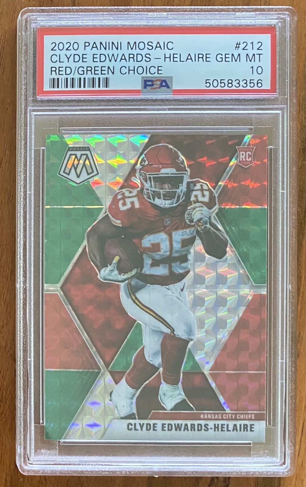 2020 Panini Mosaic Clyde Edwards-Helaire Red/Green Choice PSA 10 Gem Mint Rookie