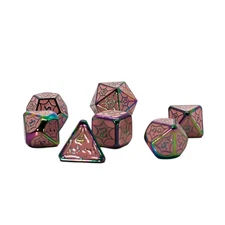 Seven Seas Pirates Metal Pink Enamel Rainbow Spider Web Dice Set - Hexagon Box