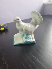 Vintage china Dove sitting with book ornament Figurine  Peace 