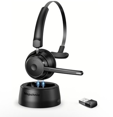 Mopchnic Bluetooth Headset Wireless Headphone with AI Noise-Canceling Microphone