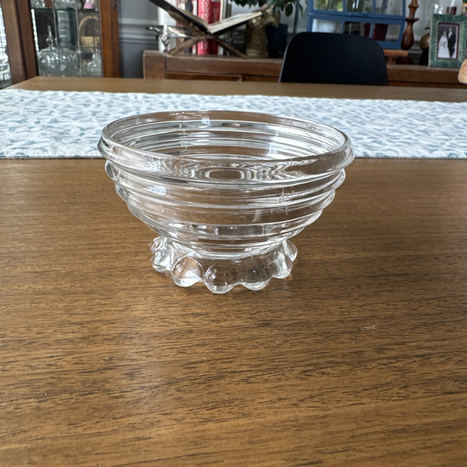 Vintage Anchor Hocking Manhattan Clear Ribbed Glass Berry Bowl Small 3.75”