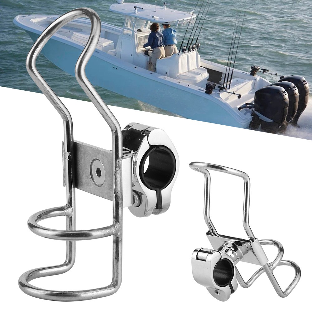 °Fishing Rod Rack Stainless Steel Rail Mount Pole Bracket Support Clamp Boat
