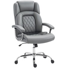 HOMCOM Office Chair 180kg, High Back Desk Chair with Spring Cushion, Grey
