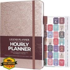 Legend Planner Hourly Schedule, A5 Undated Hardcover, Rose Gold