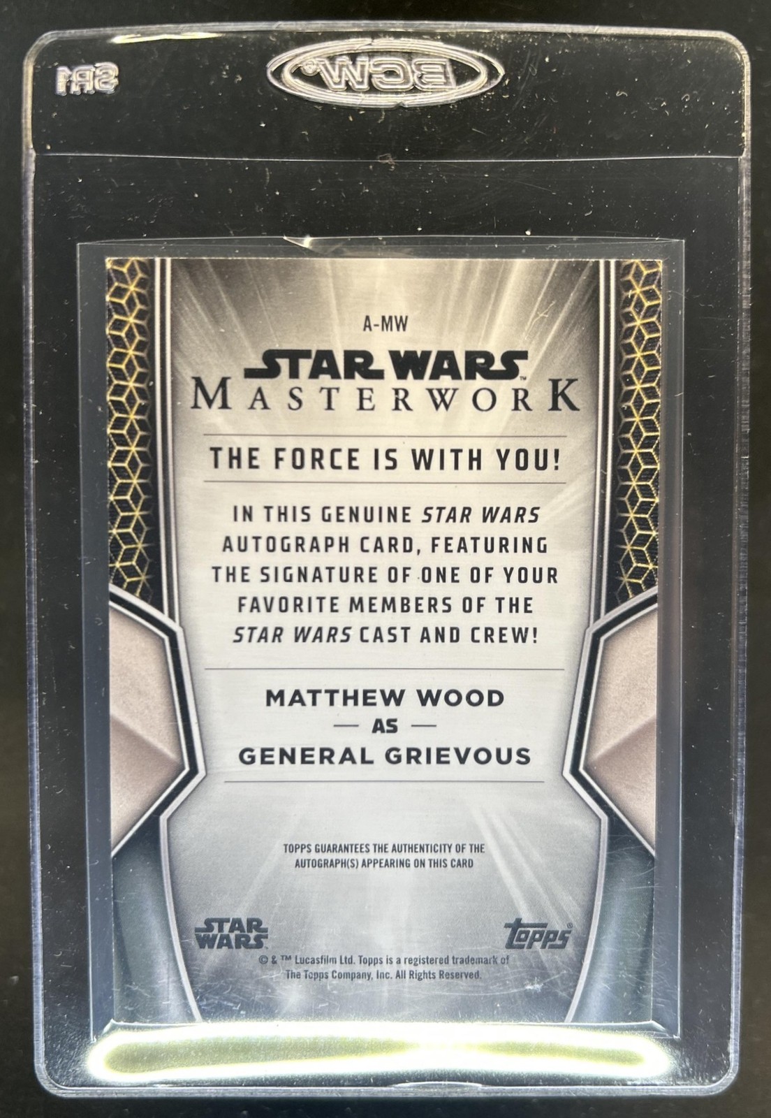 2025 Star Wars Masterwork Matthew Wood as General Grievous On Card Auto #A-MW view 2