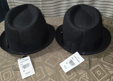 Stetson Men's Black Fedora S/M Lot Of 2 Vintage Brand New w/ Tags