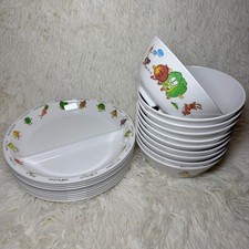 Kids Ceramic Tableware Set 10 Divided Plates  10 Bowls with Character Design