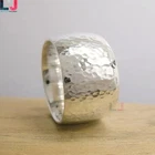 Dome Band Ring Hammered Wide 14MM Sterling Silver Mens Ring Women Ring All Size