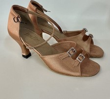 Very Fine Dancing Sport Shoes Brown Satin Heels Women's Size 6.5 New with Box