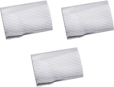 Set of 3 Curved Business Card Case Holders With Ridged Pattern