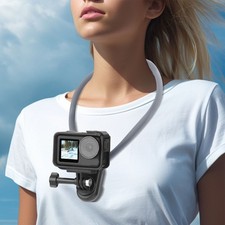 Action Camera Neck Mount with Three Claw Adapter Base Silicone POV View Neck