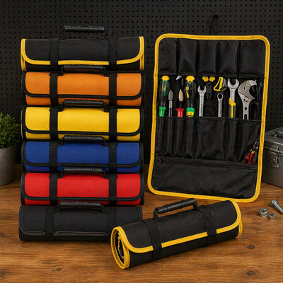 22 Pocket Tool Roll Bag Oxford Canvas Wrench Organizer Waterproof Storage
