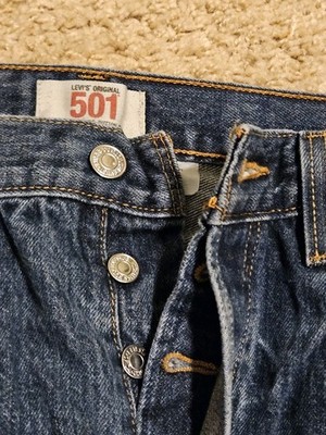 Vintage 1990's LEVIS Blue 501 Button Fly Men's Denim Jeans W30 x