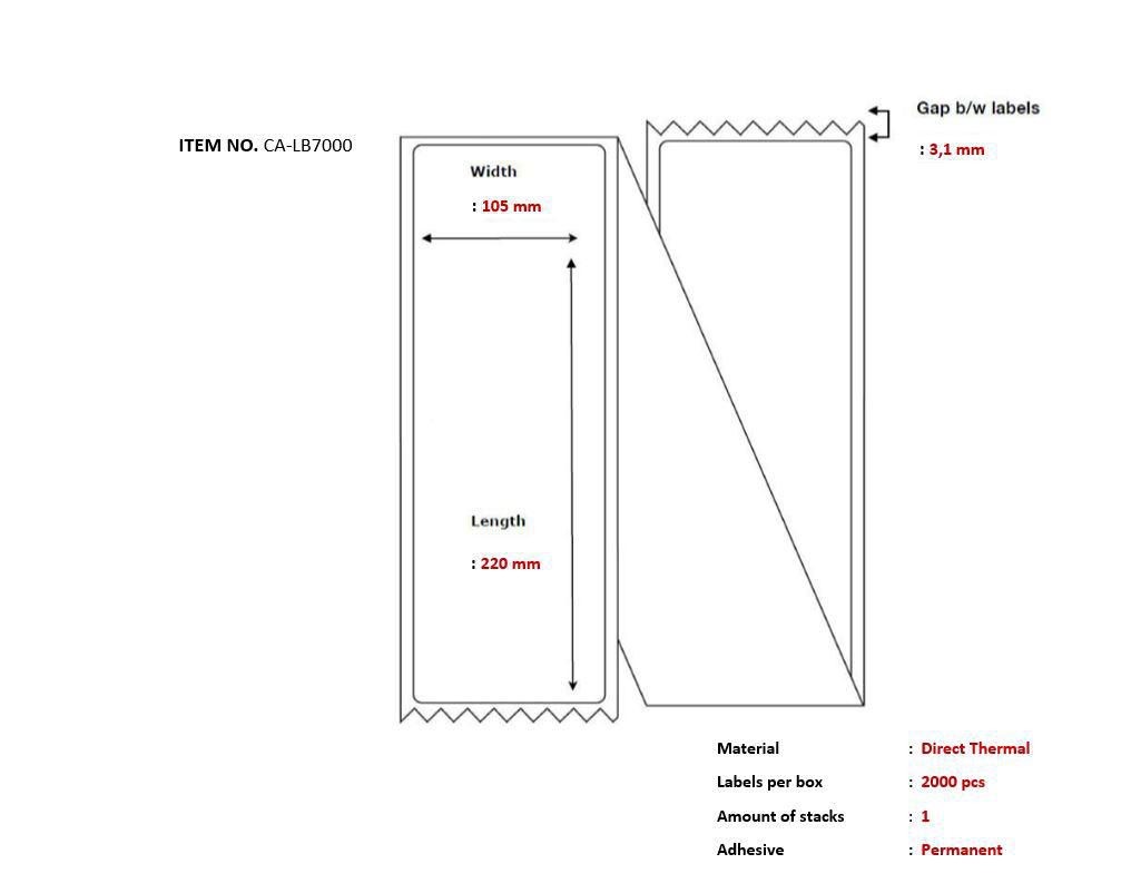 Capture CA-LB7000 Ship-label 105 x 220mm.